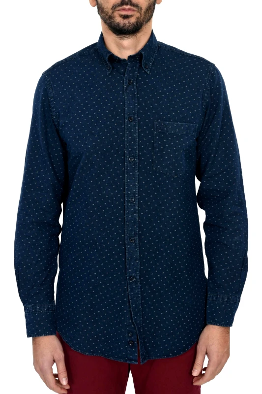 PAUL&SHARK PAUL&SHARK ΠΟΥΚΑΜΙΣΟ BUTTON DOWN JEANS ALL OVER PRINT ΜΠΛΕ