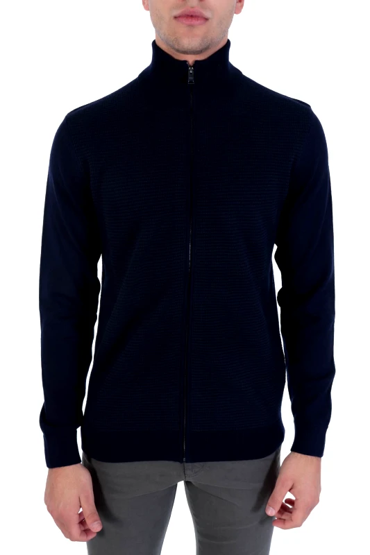 BOSS BOSS ΠΛΕΚΤΟ FULLZIP LADRIANO ΜΠΛΕ
