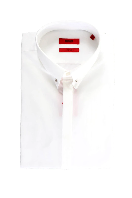 HUGO HUGO ΠΟΥΚΑΜΙΣΟ COLLAR BAR SLIM FIT EASY IRON JENZEL ΛΕΥΚΟ