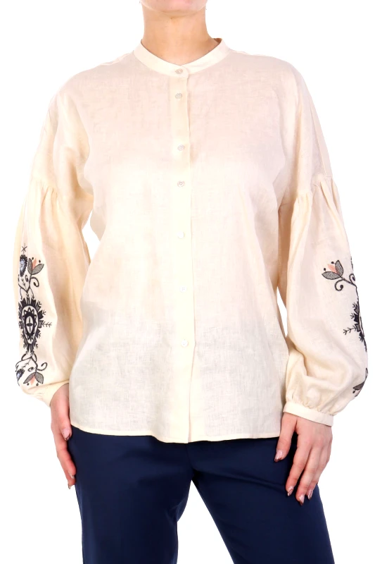 MaxMara WEEKEND MAX MARA WEEKEND ΠΟΥΚΑΜΙΣΟ ΜΑΟ ILEX ΛΙΝΟ ΚΕΝΤΗΜΑ ΜΑΝΙΚΙΑ ΕΚΡΟΥ