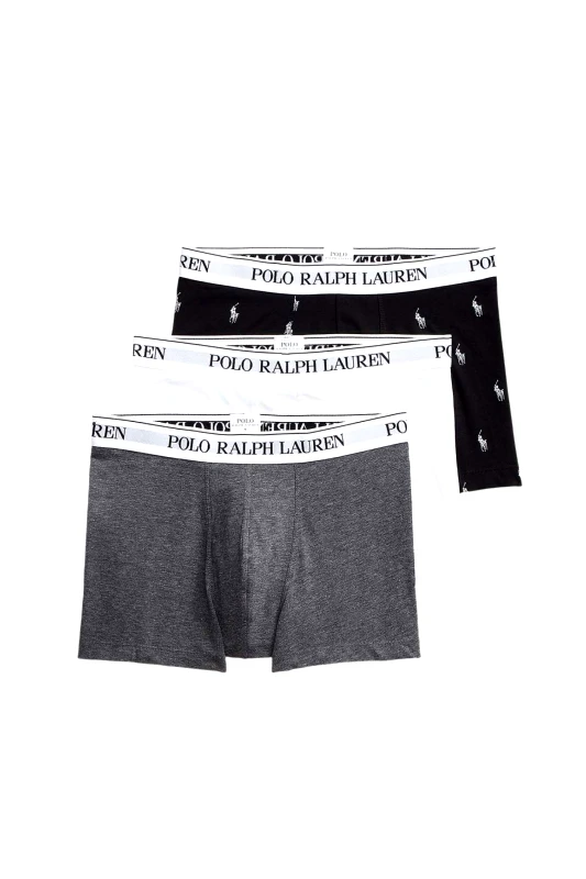 RALPH LAUREN RALPH LAUREN UNDERWEAR ΕΣΩΡΟΥΧΟ ΣΕΤ 3PACK STRETCH COTTON TRUNK ΜΑΥΡΟ-ΓΚΡΙ-ΛΕΥΚΟ