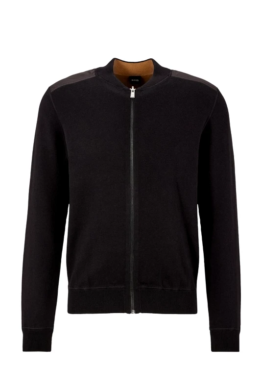 BOSS BOSS ΠΛΕΚΤΟ FULLZIP REVERSIBLE LANDREZ ΜΑΥΡΟ-ΜΠΕΖ