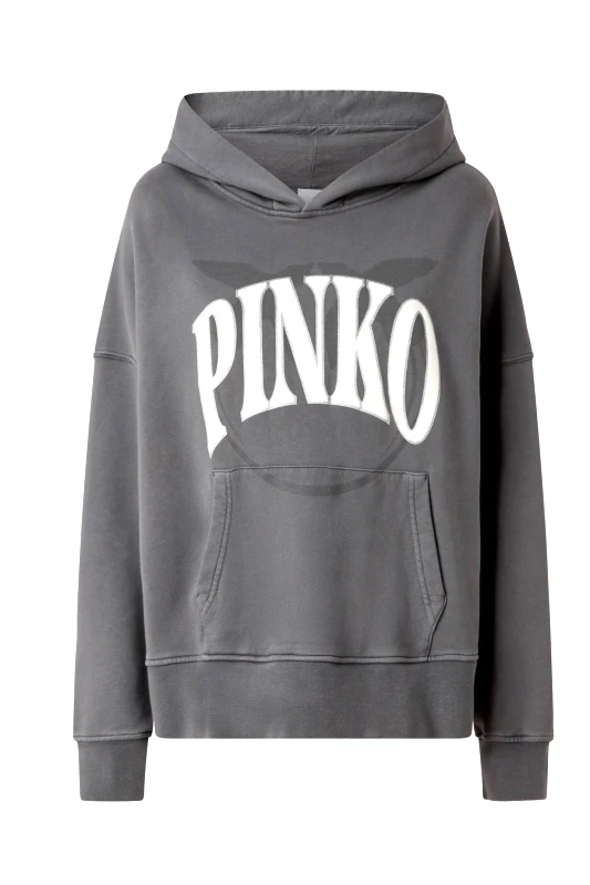 PINKO PINKO ΦΟΥΤΕΡ HOODIE MAKAMBA SWEATER LOGO ΣΚΟΥΡΟ ΓΚΡΙ