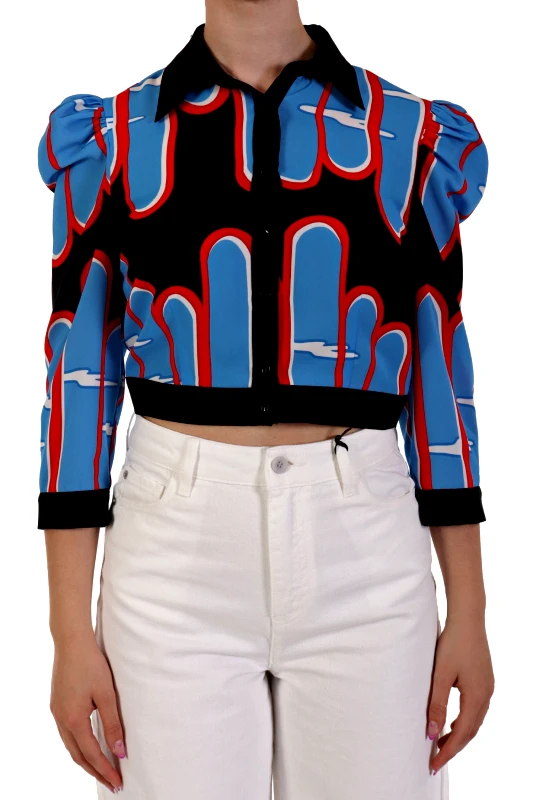 TWINS TWINS FANTASY ΠΟΥΚΑΜΙΣO CROP ΕΜΠΡΙΜΕ ΠΟΛΥΧΡΩΜΟ