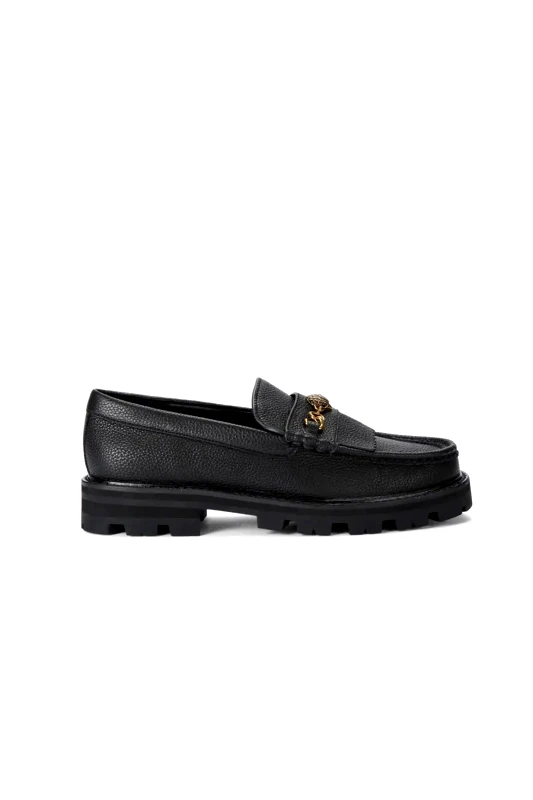KURT GEIGER KURT GEIGER ΠΑΠΟΥΤΣΙΑ ΜΟΚΑΣΙΝΙΑ CARNABY CHUNKY LOAFER METAΛΛΙΚΟ LOGO ΜΑΥΡΟ