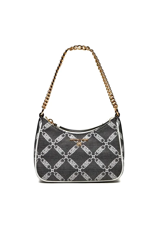 MICHAEL KORS MICHAEL KORS ΤΣΑΝΤΑΚΙ ΧΕΙΡΟΣ ΑΛΥΣΙΔΑ JET SET CHARM ΑLL OVER LOGO MAYΡΟ/ΛΕΥΚΟ