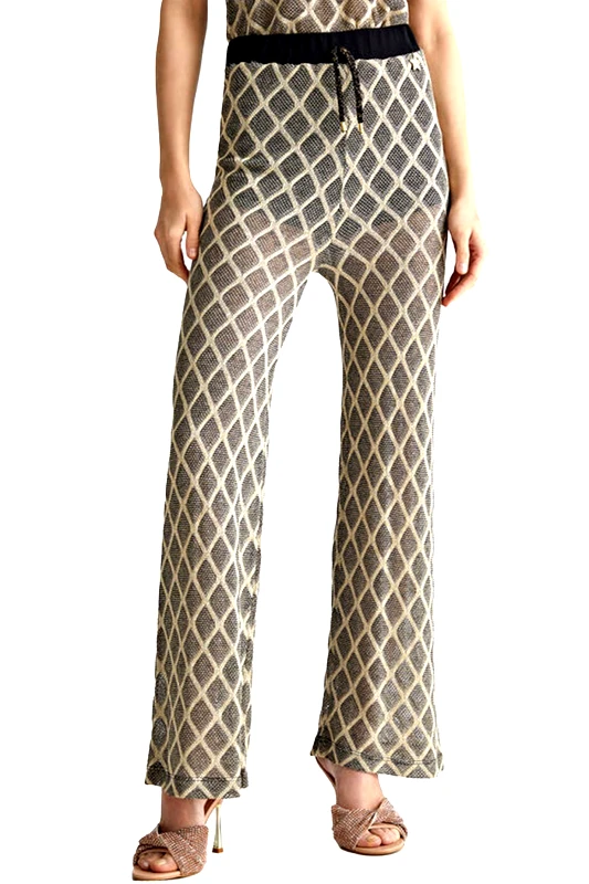 LIU-JO LIU-JO BEACHWEAR ΠΑΝΤΕΛΟΝΙ ALL OVER PRINT ΜΑΥΡΟ-ΧΡΥΣΟ