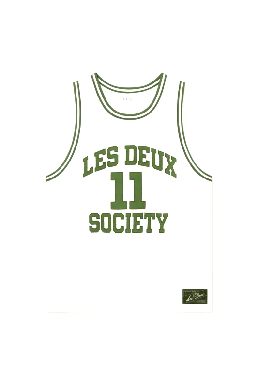 LES DEUX LES DEUX T-SHIRT ΑΜΑΝΙΚΟ SILAS MESH LOGO ΛΕΥΚΟ-ΠΡΑΣΙΝΟ