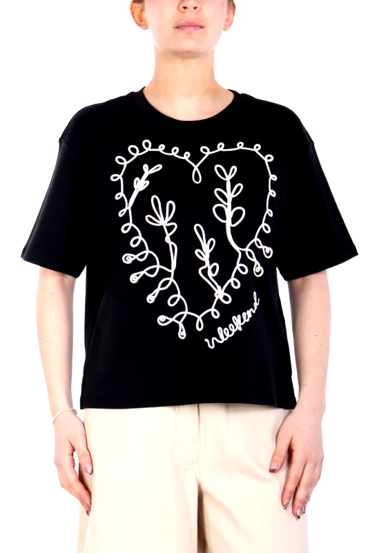 MaxMara WEEKEND MAX MARA WEEKEND T-SHIRT LECCO ΚΕΝΤΗΜΑ LOGO ΜΑΥΡΟ
