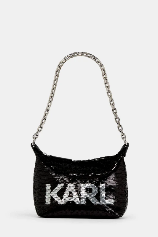 KARL LAGERFELD KARL LAGERFELD ΤΣΑΝΤΑΚΙ ΩΜΟΥ K/EVENING MINI SHB SEQUINS ΠΑΓΙΕΤΑ LOGO ΜΑΥΡΟ