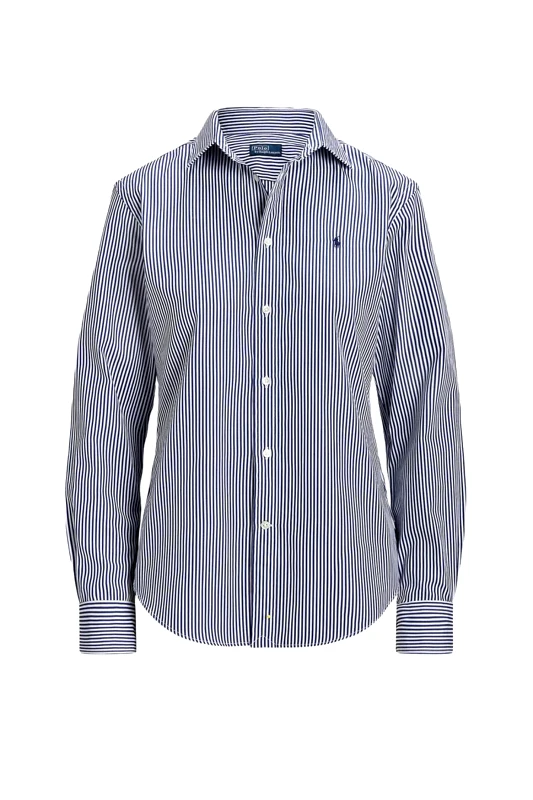 RALPH LAUREN RALPH LAUREN ΠΟΥΚΑΜΙΣΟ CLASSICS ΡΙΓΕ ΛΕΥΚΟ-ΜΠΛΕ