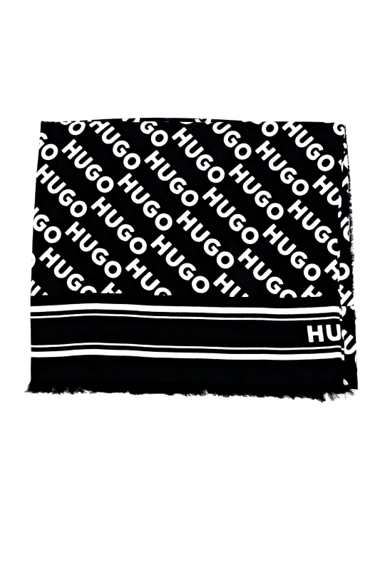 HUGO HUGO ΦΟΥΛΑΡΙ ALYCIA 120*120 ALL OVER LOGO ΜΑΥΡΟ