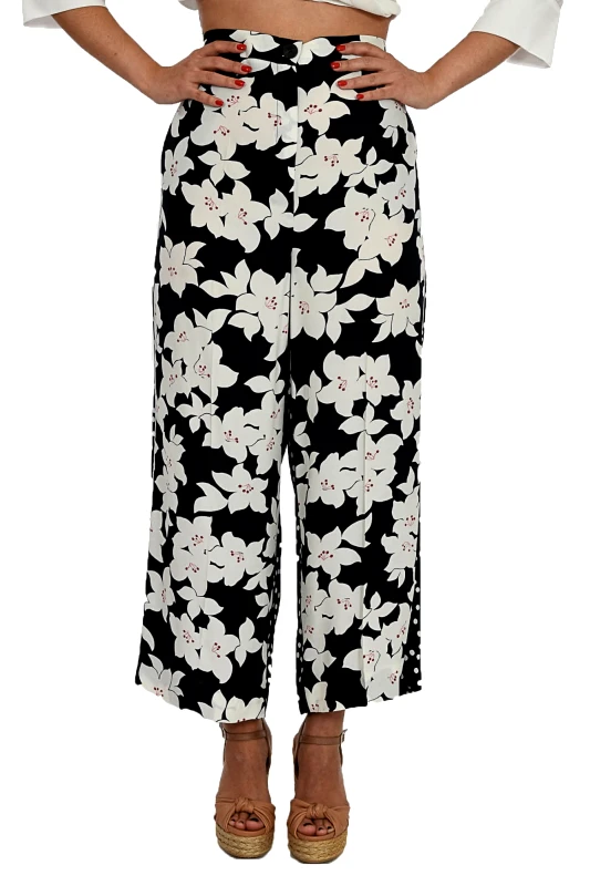 MARELLA MARELLA EMME ΠΑΝΤΕΛΟΝΑ CROPPED FLORAL DECIBEL ΜΠΛΕ