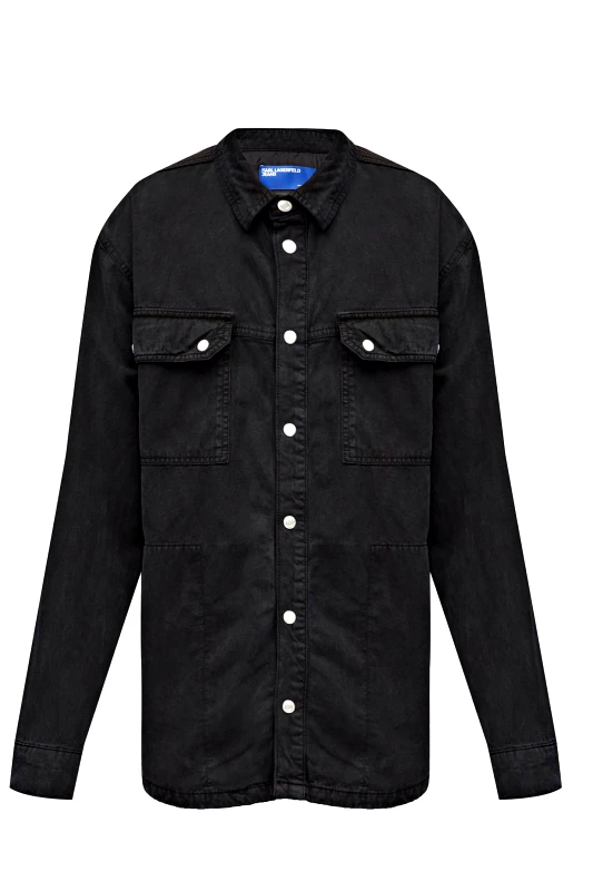 KARL LAGERFELD JEANS KARL LAGERFELD JEANS ΠΟΥΚΑΜΙΣΟ OVERSHIRT KLJ MIX MATERIAL ΜΑΥΡΟ