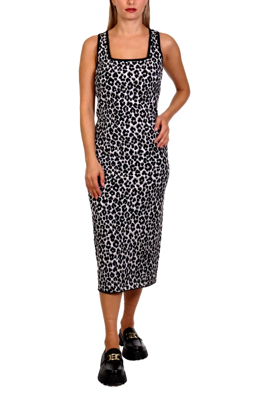 MICHAEL KORS MICHAEL KORS ΦΟΡΕΜΑ MIDI ANIMAL PRINT ΛΕΥΚΟ-ΜΑΥΡΟ