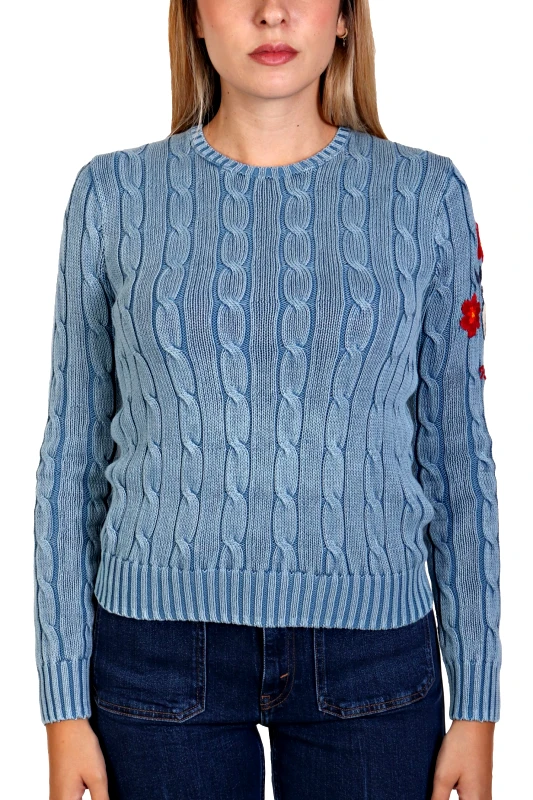RALPH LAUREN RALPH LAUREN ΠΛΕΚΤΟ ΛΑΙΜΟΚΟΨΗ POLO ΚΕΝΤΗΜΑ ΜΑΝΙΚΙ ΑΝΟΙΧΤΟ ΜΠΛΕ