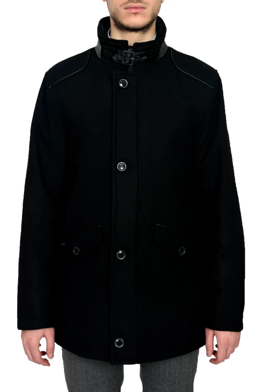 HECHTER PARIS DANIEL HECHTER ΜΠΟΥΦΑΝ ΗΜΙΠΑΛΤΟ ΜΑΥΡΟ