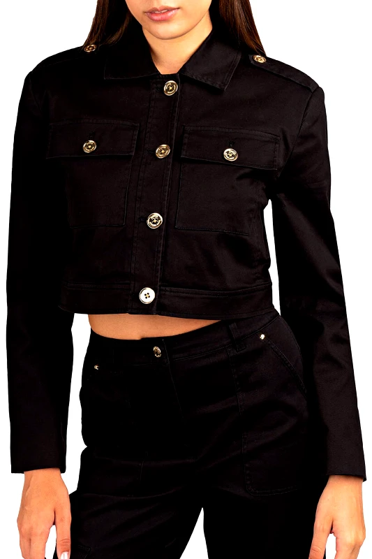 MICHAEL KORS MICHAEL KORS JACKET CROPPED ΤΣΕΠΕΣ ΜΑΥΡΟ