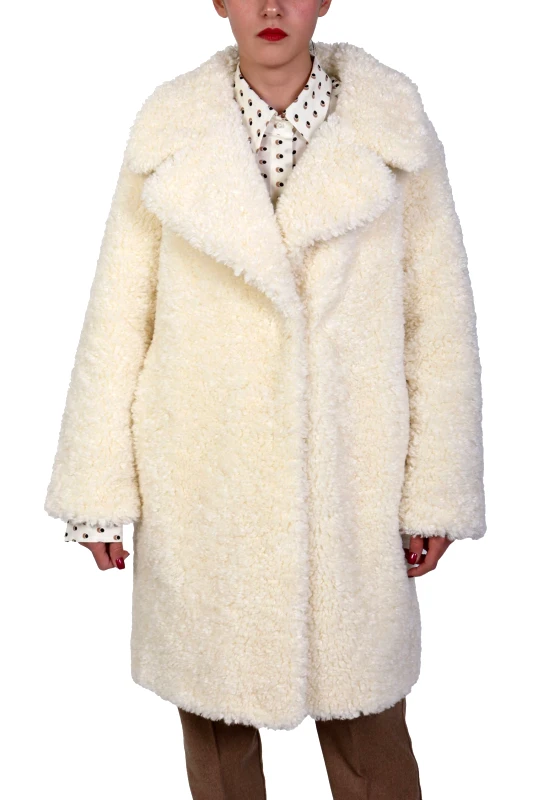 MARELLA MARELLA 2 ΠΑΛΤΟ AFRO FAUX FUR ΓΙΑΚΑΣ ΚΟΝΤΟ ΕΚΡΟΥ