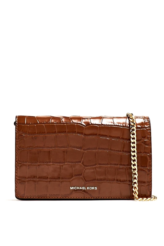 MICHAEL KORS MICHAEL KORS ΤΣΑΝΤΑΚΙ CROSSBODY JET SET ΑΛΥΣΔΑ ΑΝΑΓΛΥΦΟ ΚΡΟΚΟ KAΦΕ