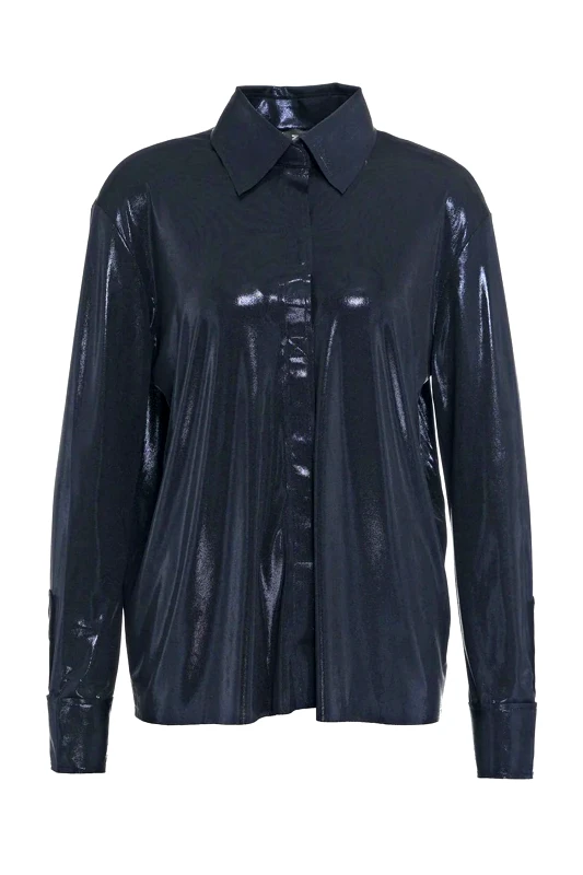 NORMA KAMALI NORMA KAMALI ΠΟΥΚΑΜΙΣΟ ΜΕΤΑΛΛΙΖΕ ΣΚΟΥΡΟ ΜΠΛΕ