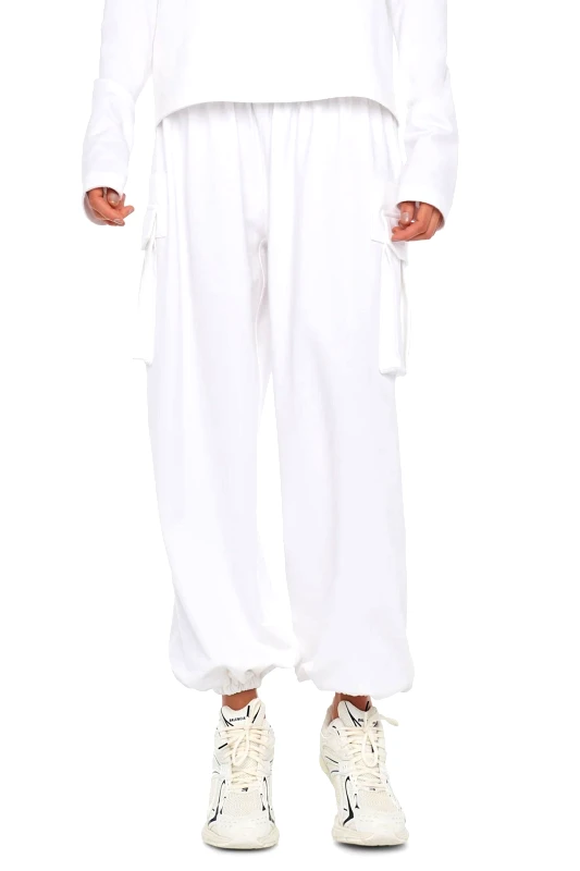 NORMA KAMALI NORMA KAMALI ΦΟΡΜΑ ΦΟΥΤΕΡ OVERSIZED BOYFRIEND CARGO SWEATPANT ΛΕΥΚΟ