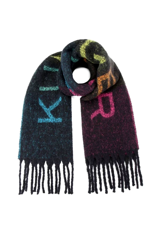 KURT GEIGER KURT GEIGER ΚΑΣΚΩΛ LOGO YARNDYE SCARF ΛΕΠΤΟΜΕΡΕΙΕΣ ΠΟΛΥΧΡΩΜΕΣ ΜΑΥΡΟ