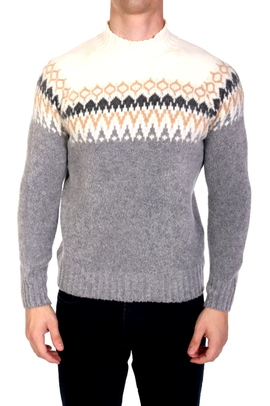 GRAN SASSO GRAN SASSO ΠΛΕΚΤΟ CREW NECK MULTI ΕΚΡΟΥ