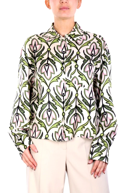 MaxMara WEEKEND MAX MARA WEEKEND ΠΟΥΚΑΜΙΣΟ ENFASI ΜΕΤΑΞΩΤΟ ΕΜΠΡΙΜΕ ΕΚΡΟΥ-ΠΡΑΣΙΝΟ -ΡΟΖ