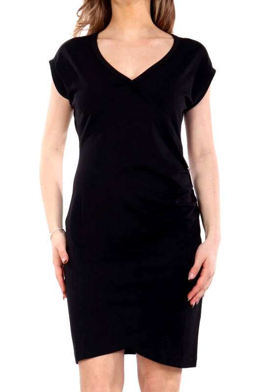 BOSS BOSS ΦΟΡΕΜΑ MIΝΙ C_EFLUMA ΚΡΟΥΑΖΕ V-NECK ΜΑΥΡΟ