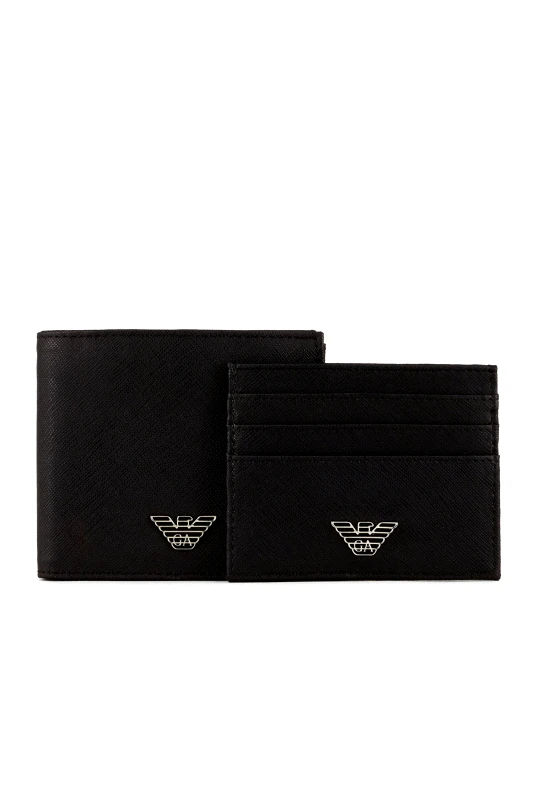 EMPORIO ARMANI EMPORIO ARMANI ΣΕΤ ΠΟΡΤΟΦΟΛΙ ΘΗΚΗ ΚΑΡΤΩΝ LOGO ΜΑΥΡΟ