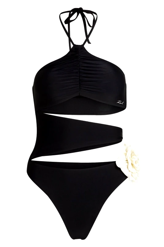 KARL LAGERFELD KARL LAGERFELD ΟΛΟΣΩΜΟ ΜΑΓΙΟ KARL DNA FLOWER SWIMSUIT ΛΟΥΛΟΥΔΙ ΑΝΟΙΓΜΑΤΑ ΜΑΥΡΟ