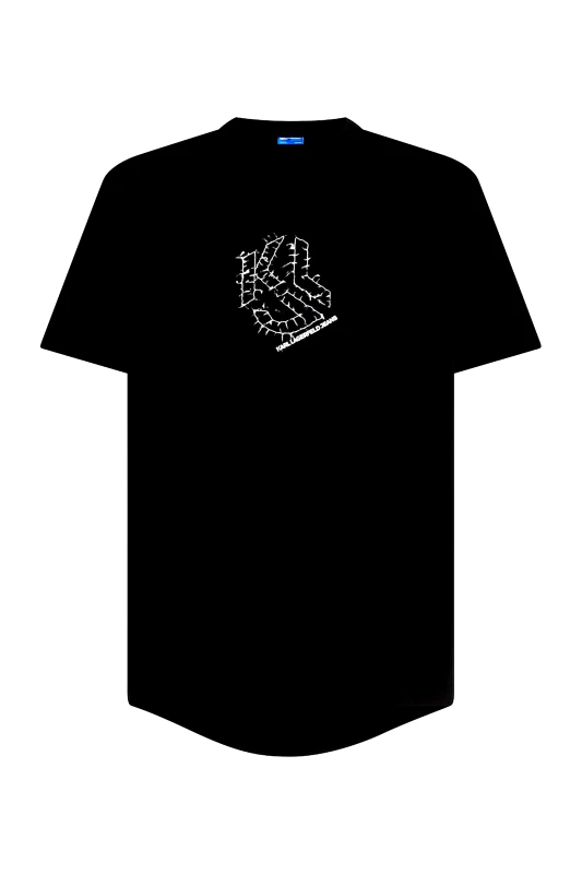 KARL LAGERFELD JEANS KARL LAGERFELD JEANS T-SHIRT ΜΕ ΟΒΑΛ ΤΕΛΕΙΩΜΑ CURVED HEM SHIBORI REGULAR FIT ΜΑΥΡΟ