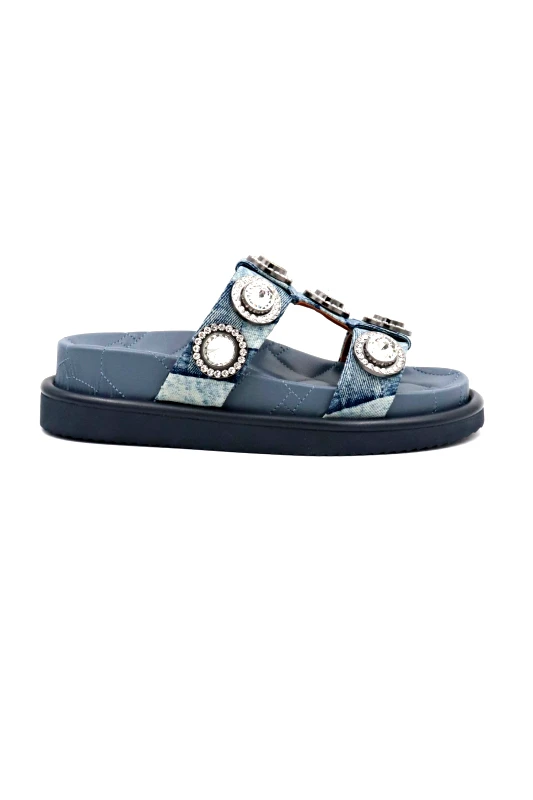 KURT GEIGER KURT GEIGER ΠΑΠΟΥΤΣΙΑ ΣΑΝΔΑΛΙΑ ΟRSON CRYSTAL TZIN DENIM ΜΠΛΕ
