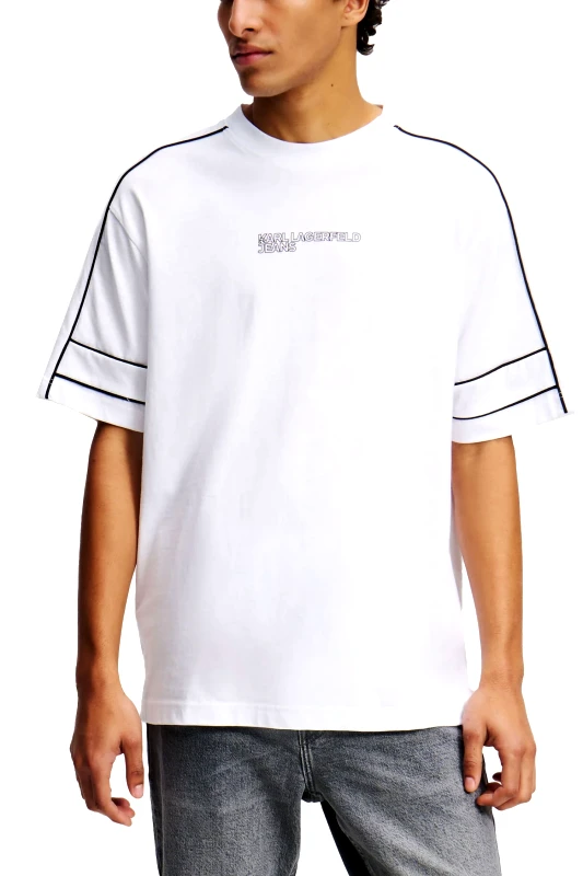 KARL LAGERFELD JEANS KARL LAGERFELD JEANS T-SHIRT PIPING TEE RELAXED FIT ΛΕΥΚΟ