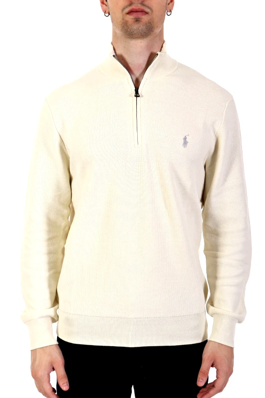 RALPH LAUREN RALPH LAUREN ΠΛΕΚΤΟ HALFZIP LOGO ΕΚΡΟΥ