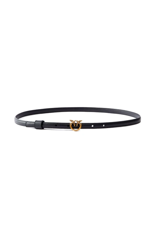 PINKO PINKO ΖΩΝΗ LOVE BERRY H1 BELT VITELLO SETA ΜΑΥΡΟ-ANTIQUE GOLD