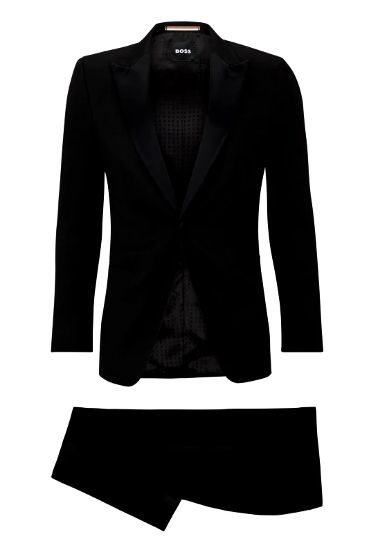 BOSS BOSS ΚΟΣΤΟΥΜΙ ΣΜΟΚΙΝ ΛΙΝΟ SLIM FIT H-HUGE-P-2PCS-TUX-232 ΜΑΥΡΟ