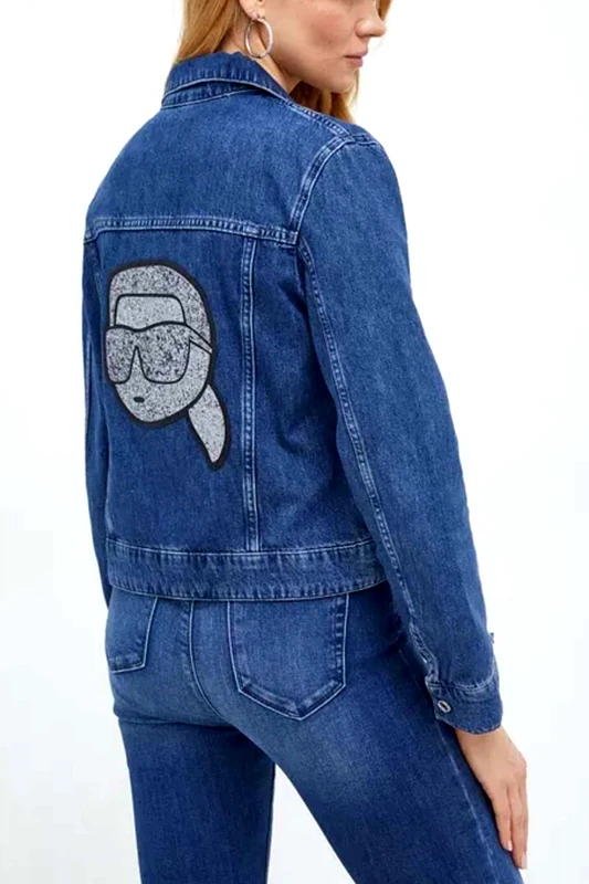 KARL LAGERFELD KARL LAGERFELD ΜΠΟΥΦΑΝ JEANS DENIM JACKET LOGO ΠΑΓΕΤΑ ΑΣΗΜΙ