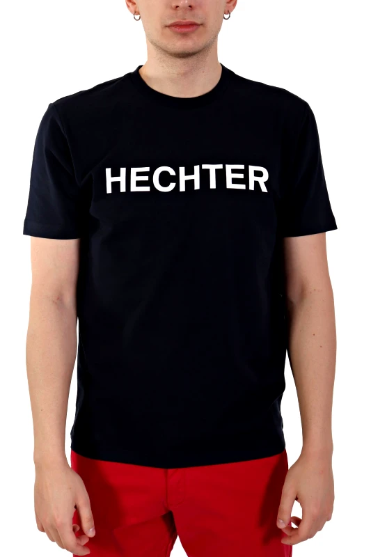 HECHTER PARIS HECHTER T-SHIRT JERSEY LOGO ΜΕΓΑΛΟ ΜΠΛΕ ΣΚΟΥΡΟ