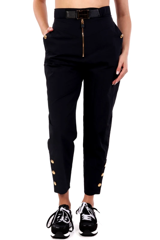 ELISABETTA FRANCHI ELISABETTA FRANCHI ΠΑΝΤΕΛΟΝΙ ΨΗΛΟΜΕΣΟ ΓΚΟΦΡΕ ΧΡΥΣΕΣ ΛΕΠΤΟΜΕΡΕΙΕΣ ΖΩΝΗ ΜΑΥΡΟ