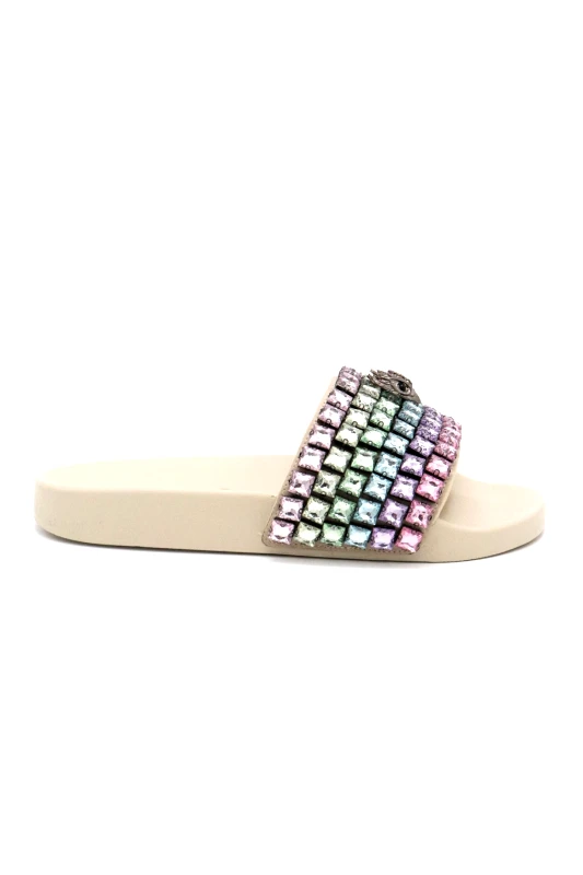 KURT GEIGER KURT GEIGER ΠΑΠΟΥΤΣΙΑ ΠΑΝΤΟΦΛΕΣ MEENA EAGLE JEWEL ΜΕΤΑΛΛΙΚΕΣ ΠΕΤΡΕΣ ΠΟΛΥΧΡΩΜΕΣ LOGO ΜΠΕΖ