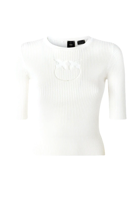 PINKO PINKO TOP ΠΛΕΚΤΟ TRITONE SWEATER LOGO ΕΚΡΟΥ