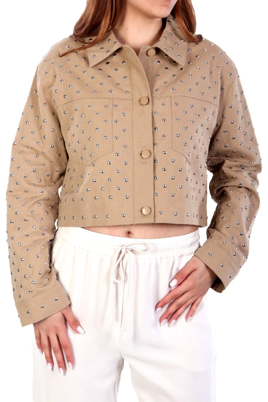 MARELLA MARELLA ΜΠΟΥΦΑΝ JACKET BENITO CROP ΤΡΟΥΚΣ ΚΑΦΕ