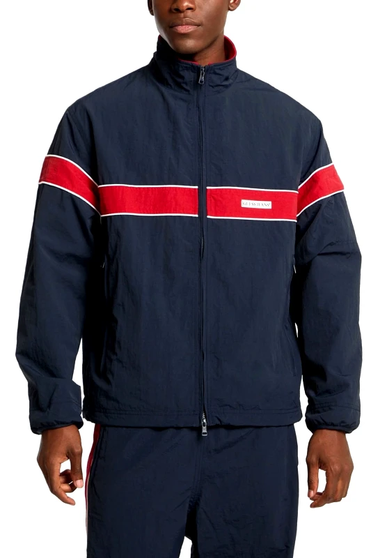 GUESS JEANS GUESS JEANS ΜΠΟΥΦΑΝ JACKET LOGO ΜΠΛΕ-ΚΟΚΚΙΝΟ