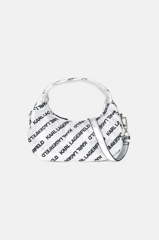 KARL LAGERFELD KARL LAGERFELD ΤΣΑΝΤΑΚΙ ΧΕΙΡΟΣ/CROSSBODY ALL OVER LOGO ΣΤΡΑΣΑΚΙΑ ΑΣΗΜΙ