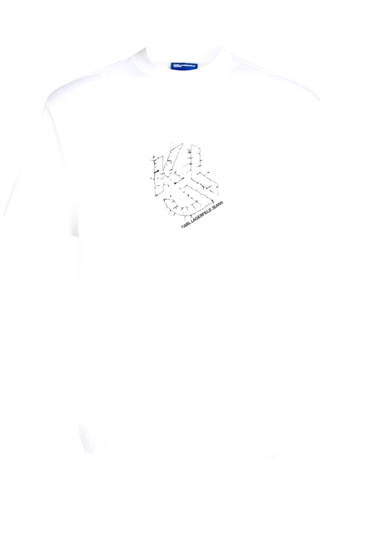KARL LAGERFELD JEANS KARL LAGERFELD JEANS T-SHIRT ΜΕ ΟΒΑΛ ΤΕΛΕΙΩΜΑ CURVED HEM SHIBORI REGULAR FIT ΛΕΥΚΟ
