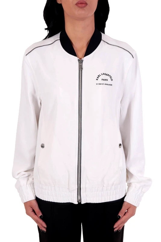 KARL LAGERFELD KARL LAGERFELD ΜΠΟΥΦΑΝ CADY BOMBER W/LOGO TAPE ΦΕΡΜΟΥΑΡ ΛΕΥΚΟ