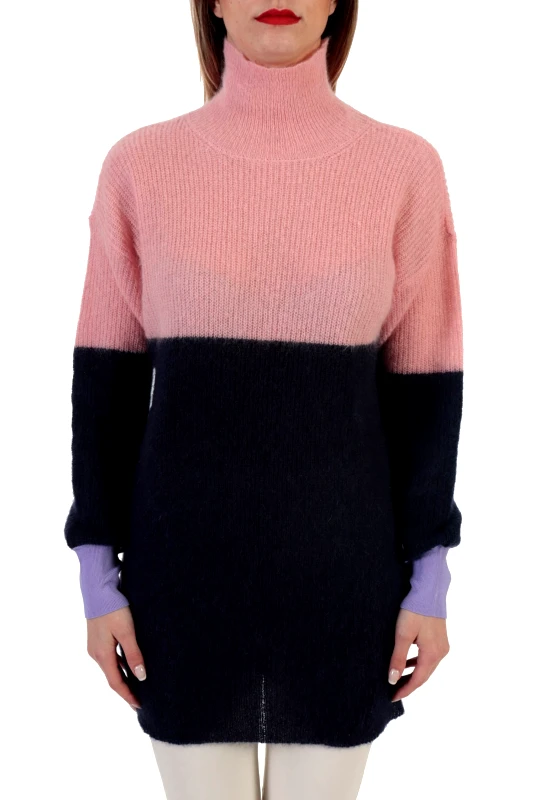 EMPORIO ARMANI EMPORIO ARMANI ΠΛΕΚΤΟ TURTLE NECK ΡΟΖ-ΜΠΛΕ