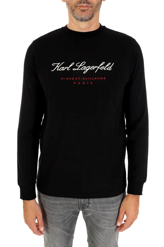 KARL LAGERFELD KARL LAGERFELD T-SHIRT LOGO 21 RUE ST-GUILLAUME PARIS ΜΑΥΡΟ ΜΑΥΡΟ